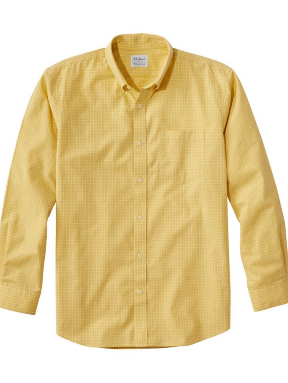 L.L. Bean Slightly Fitted Yellow Windowpane Kennebunk Button-Down Shirt
